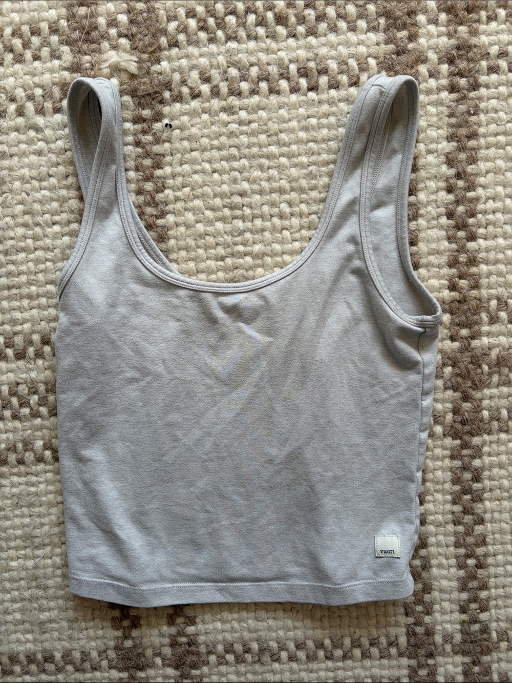 Vuori Light Gray Halo Tank Crop Top